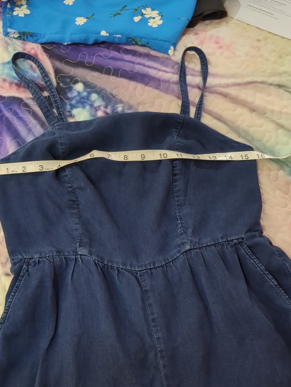Navy Blue Sleeveless Square-Neck Romper Onesie Size Small - Picture 12 of 16